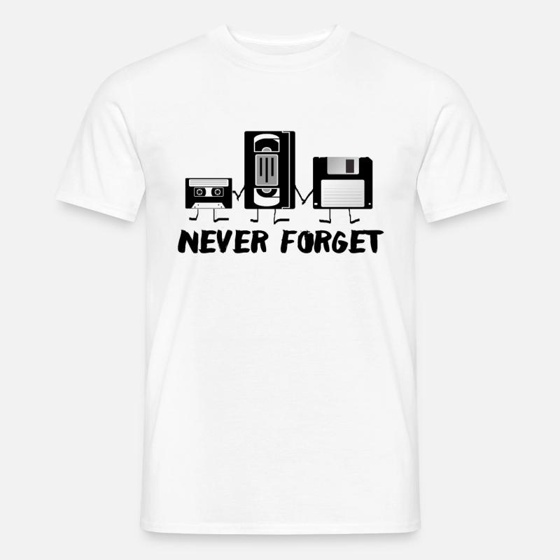 Never Forget - Musikkassette VHS Diskette - Männer T-Shirt - Weiß