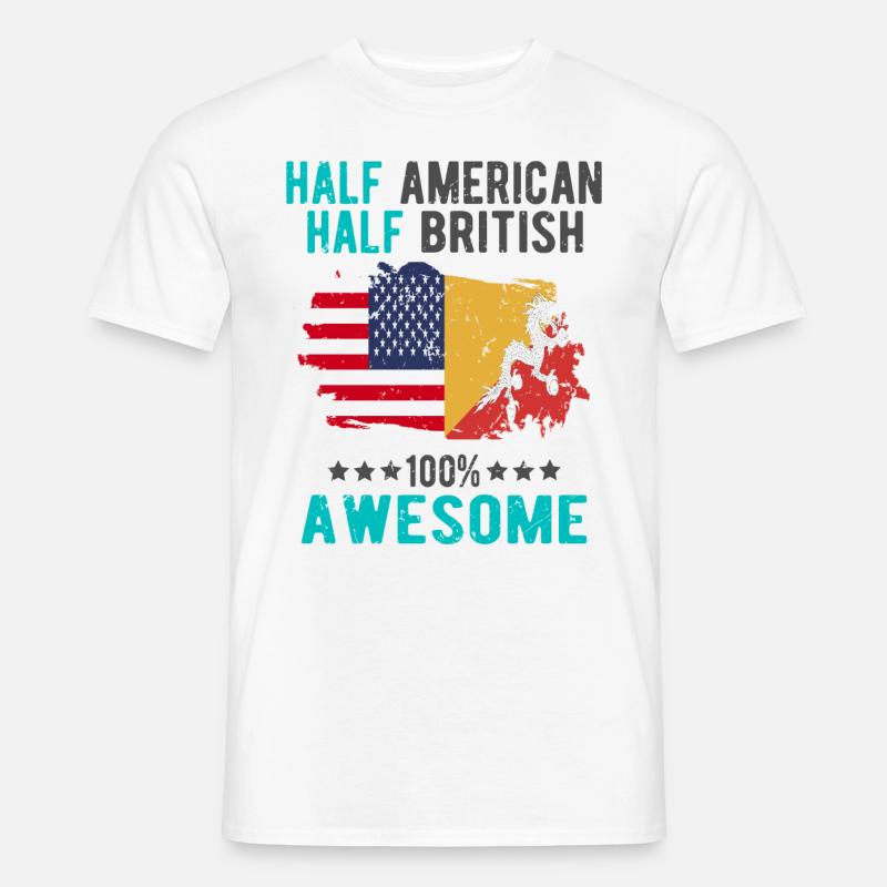 Halb Amerikaner Halb Brite - Männer T-Shirt - Weiß
