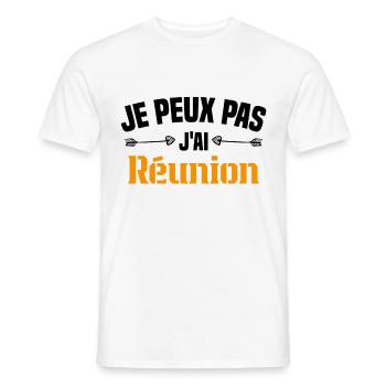 je peux pas j'ai Réunion Cadeau Humour - T-shirt homme - blanc - Devant - AI Model Male 178 dark (178cm)