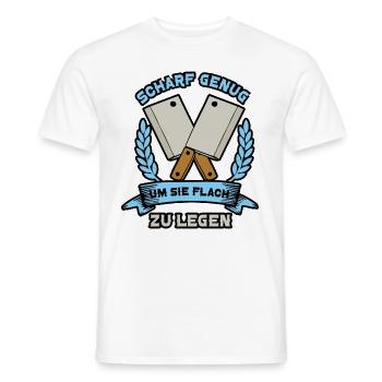 Scharf genug um sie flach zu legen Metzger - Männer T-Shirt - Weiß - Vorne - AI Model Male 178 dark (178cm)