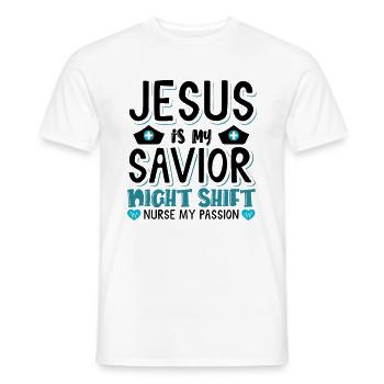 Jesus is my savior Night Shift Nurse - Männer T-Shirt - Weiß - Vorne - AI Model Male 178 dark (178cm)