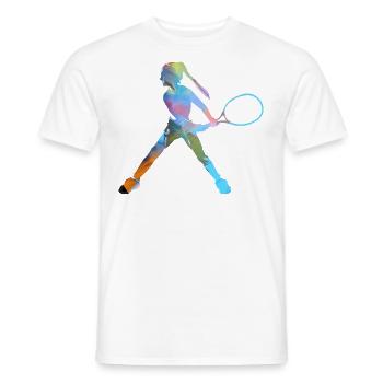 tennis,revers,joueur de tennis,fille,enfant - T-shirt homme - blanc - Devant - AI Model Male 178 dark (178cm)