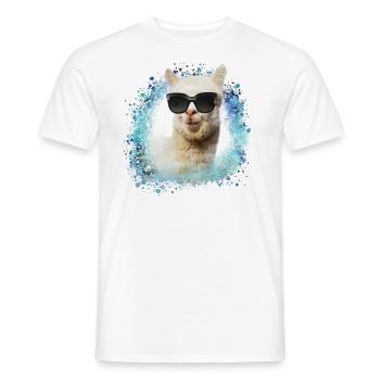 Alpaka, Lama, Zeichnung, sonnenbrille - Männer T-Shirt - Weiß - Vorne - AI Model Male 178 dark (178cm)