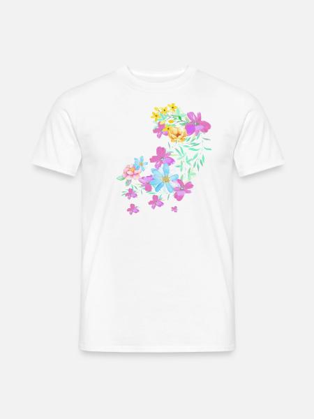 blumen,blüte,floral , Blume, Wiese, Ranke - Männer T-Shirt - Weiß