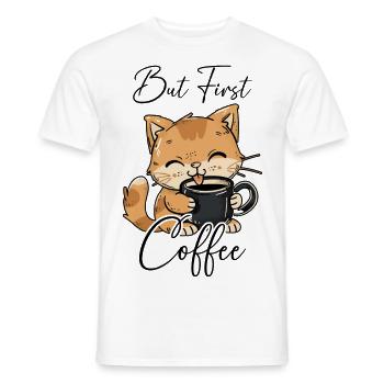Café de chat Mais premier café du matin Grouch drôle - T-shirt homme - blanc - Devant - AI Model Male 178 dark (178cm)