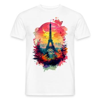 Paris Tour Eiffel France Ville Horizon Coloré - T-shirt homme - blanc - Devant - AI Model Male 178 dark (178cm)