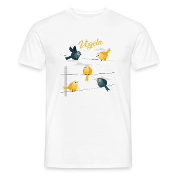 Vögeln - Männer T-Shirt - Weiß - Vorne - AI Model Male 178 dark (178cm)