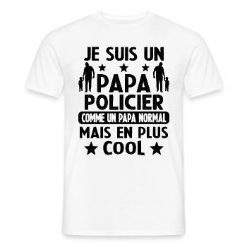 Un Papa Policier Comme Un Papa Normal Plus Cool - T-shirt homme - blanc - Devant - AI Model Male 178 dark (178cm)