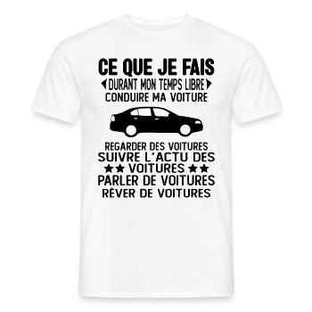 Ce Que Je Fais Pendant Mon Temps Libre Voiture - T-shirt homme - blanc - Devant - AI Model Male 178 dark (178cm)