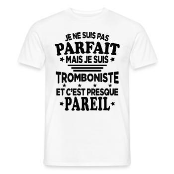 Pas Parfaite Je Suis Tromboniste Et C'est Pareil - T-shirt homme - blanc - Devant - AI Model Male 178 dark (178cm)