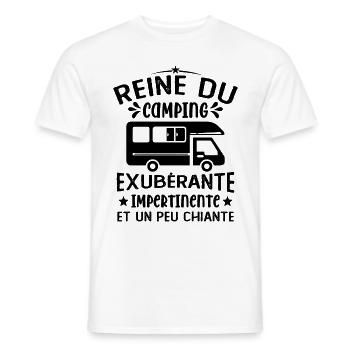 La Reine Du Camping Campeuse Cadeau Campeur Femme - T-shirt homme - blanc - Devant - AI Model Male 178 dark (178cm)