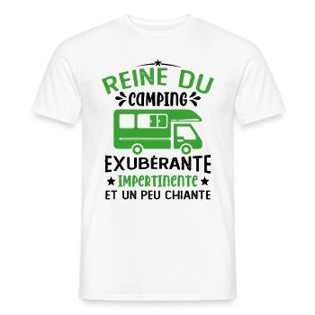 La Reine Du Camping Campeuse Cadeau Campeur Femme - T-shirt homme - blanc - Devant - AI Model Male 178 dark (178cm)