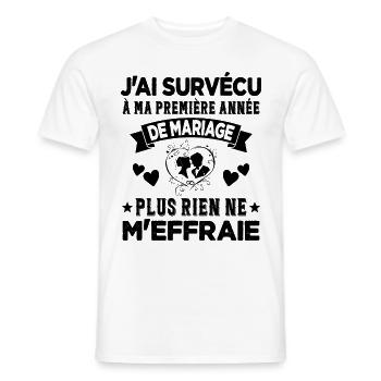 Ma Première Année De Mariage Humour Cadeau - T-shirt homme - blanc - Devant - AI Model Male 178 dark (178cm)