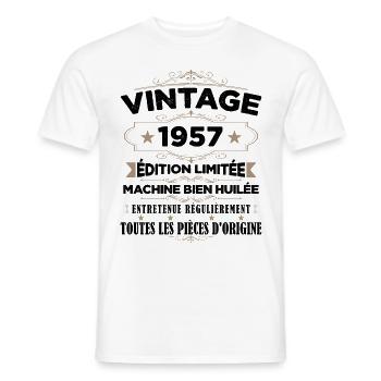 Vintage 1957 Edition Limitée - T-shirt homme - blanc - Devant - AI Model Male 178 dark (178cm)