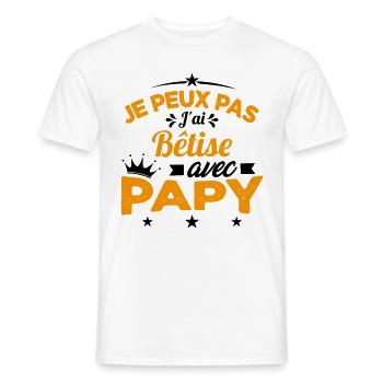 Je peux pas J'ai Bêtise Avec Papy Cadeau - T-shirt homme - blanc - Devant - AI Model Male 178 dark (178cm)