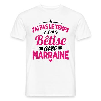 J'ai Pas Le Temps, J'ai Bêtise Avec Marraine - T-shirt homme - blanc - Devant - AI Model Male 178 dark (178cm)