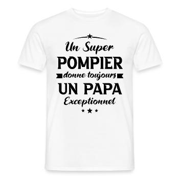 Pompier futur papa sapeur pompier anniversaire - T-shirt homme - blanc - Devant - AI Model Male 178 dark (178cm)