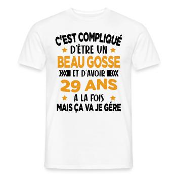 Beau gosse et d'avoir 29 ans Cadeau d'anniversaire - T-shirt homme - blanc - Devant - AI Model Male 178 dark (178cm)