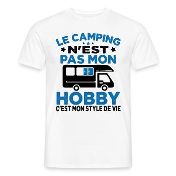 J'aime Camping C'est Mon Style De Vie Camping Car - T-shirt homme - blanc - Devant - AI Model Male 178 dark (178cm)
