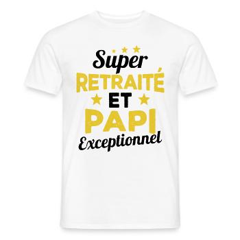 Super Retraité et Papi Exceptionnel Humour Cadeau - T-shirt homme - blanc - Devant - AI Model Male 178 dark (178cm)