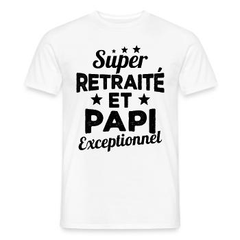 Super Retraité et Papi Exceptionnel Humour Cadeau - T-shirt homme - blanc - Devant - AI Model Male 178 dark (178cm)