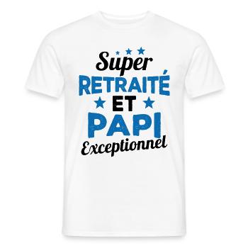 Super Retraité et Papi Exceptionnel Humour Cadeau - T-shirt homme - blanc - Devant - AI Model Male 178 dark (178cm)
