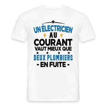 Homme Humour Papa Electricien électricien Cadeau - T-shirt homme - blanc - Devant - AI Model Male 178 dark (178cm)