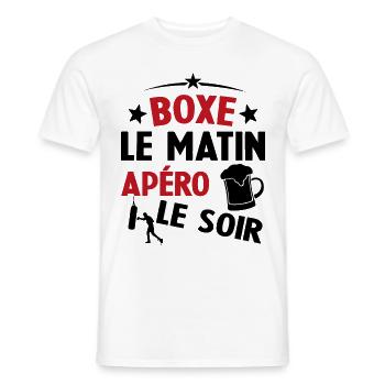 Boxe Le Matin Et Apéro Le Soir Boxing Sport - T-shirt homme - blanc - Devant - AI Model Male 178 dark (178cm)