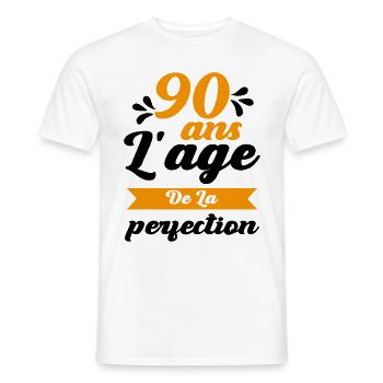 Anniversaire 90 ans - 90 Ans âge de la perfection - T-shirt homme - blanc - Devant - AI Model Male 178 dark (178cm)