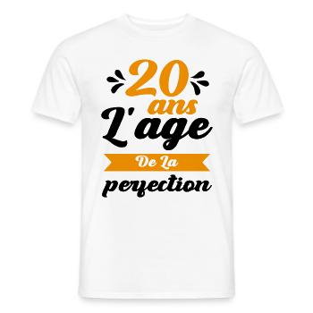 Anniversaire 20 ans - 20 Ans âge de la perfection - T-shirt homme - blanc - Devant - AI Model Male 178 dark (178cm)