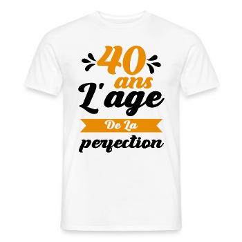 40 ans Anniversaire 40 Ans l'age de la perfection - T-shirt homme - blanc - Devant - AI Model Male 178 dark (178cm)