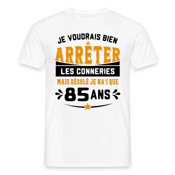 Je Voudrais Bien 85 Ans Humour Cadeau - T-shirt homme - blanc - Devant - AI Model Male 178 dark (178cm)