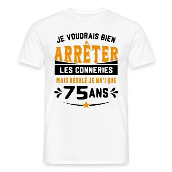 Je Voudrais Bien 75 Ans Humour Cadeau - T-shirt homme - blanc - Devant - AI Model Male 178 dark (178cm)