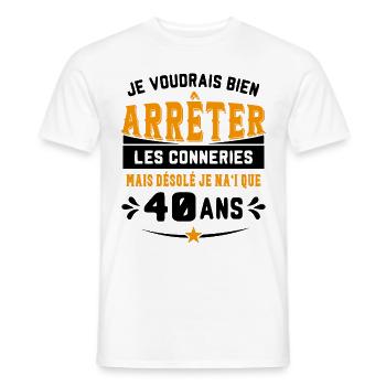 Je Voudrais Bien 40 Ans Humour Cadeau - T-shirt homme - blanc - Devant - AI Model Male 178 dark (178cm)