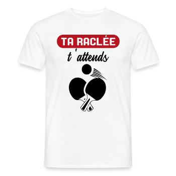 Ta Raclée T'Attends Ping-Pong Pongiste - T-shirt homme - blanc - Devant - AI Model Male 178 dark (178cm)