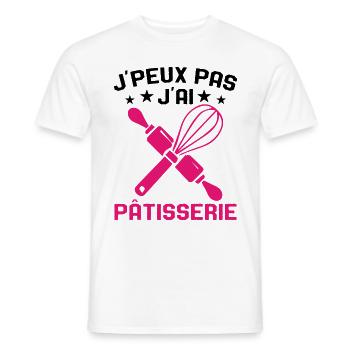 Je Peux Pas J'ai Pâtisserie Cadeau Passionnées - T-shirt homme - blanc - Devant - AI Model Male 178 dark (178cm)