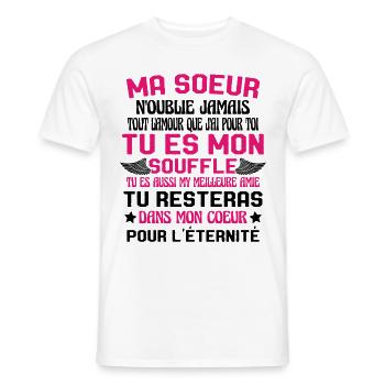 Ma Soeur Es Ma Vie Tu Es Aussi My Meilleure Amie - T-shirt homme - blanc - Devant - AI Model Male 178 dark (178cm)