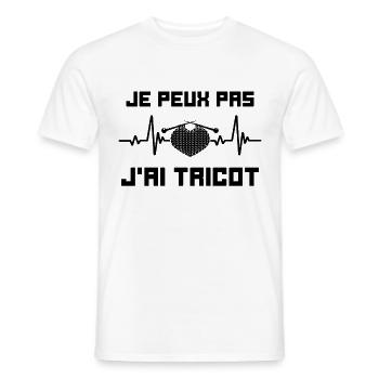 Je Peux Pas J'ai Tricot Rigolo Couture - T-shirt homme - blanc - Devant - AI Model Male 178 dark (178cm)