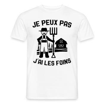 Je Peux Pas J'ai Les Foins Cadeau Agriculteur - T-shirt homme - blanc - Devant - AI Model Male 178 dark (178cm)