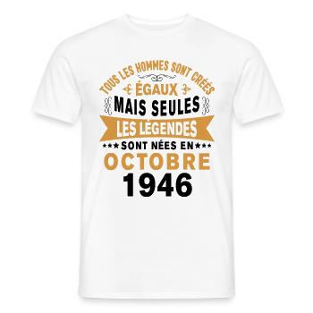 Les légendes sont nées en Octobre 1946 Cadeau - T-shirt homme - blanc - Devant - AI Model Male 178 dark (178cm)