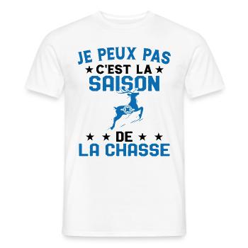 C'est La Saison De La Chasse Humour Chasseur - T-shirt homme - blanc - Devant - AI Model Male 178 dark (178cm)