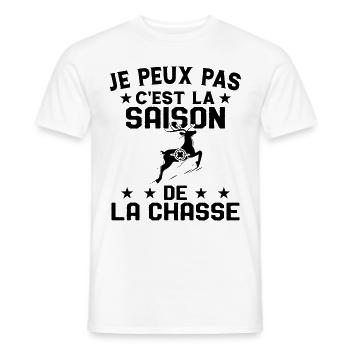 C'est La Saison De La Chasse Humour Chasseur - T-shirt homme - blanc - Devant - AI Model Male 178 dark (178cm)