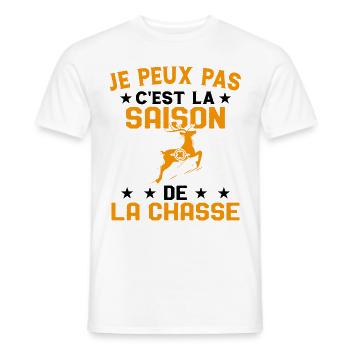 C'est La Saison De La Chasse Humour Chasseur - T-shirt homme - blanc - Devant - AI Model Male 178 dark (178cm)