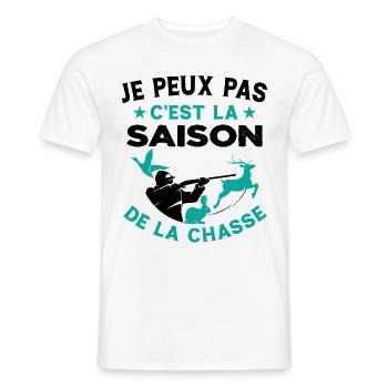 C'est La Saison De La Chasse Humour Chasseur - T-shirt homme - blanc - Devant - AI Model Male 178 dark (178cm)