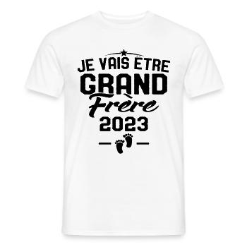 Je Vais Être Grand Frère en 2023 - T-shirt homme - blanc - Devant - AI Model Male 178 dark (178cm)