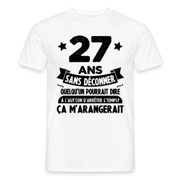 27 Ans anniversaire 27 anniversaire cadeau 27 ans - T-shirt homme - blanc - Devant - AI Model Male 178 dark (178cm)