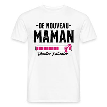 Femme Maman Cadeau Nouvelle Naissance Future - T-shirt homme - blanc - Devant - AI Model Male 178 dark (178cm)