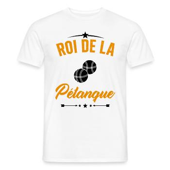 Roi de la Pétanque Humour Cadeau Pétanque - T-shirt homme - blanc - Devant - AI Model Male 178 dark (178cm)