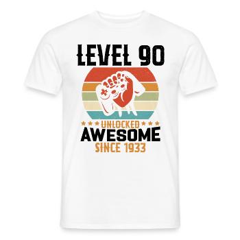 Level 90 Jahre Gaming-Geburtstagsgeschenk freischalten - Männer T-Shirt - Weiß - Vorne - AI Model Male 178 dark (178cm)