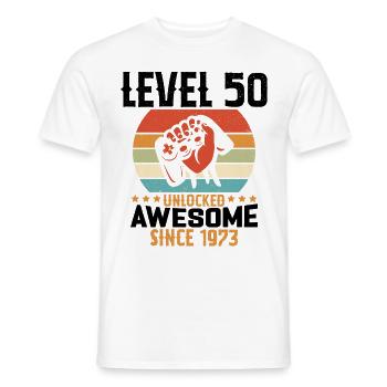 Level 50 Jahre Gaming-Geburtstagsgeschenk freischalten - Männer T-Shirt - Weiß - Vorne - AI Model Male 178 dark (178cm)